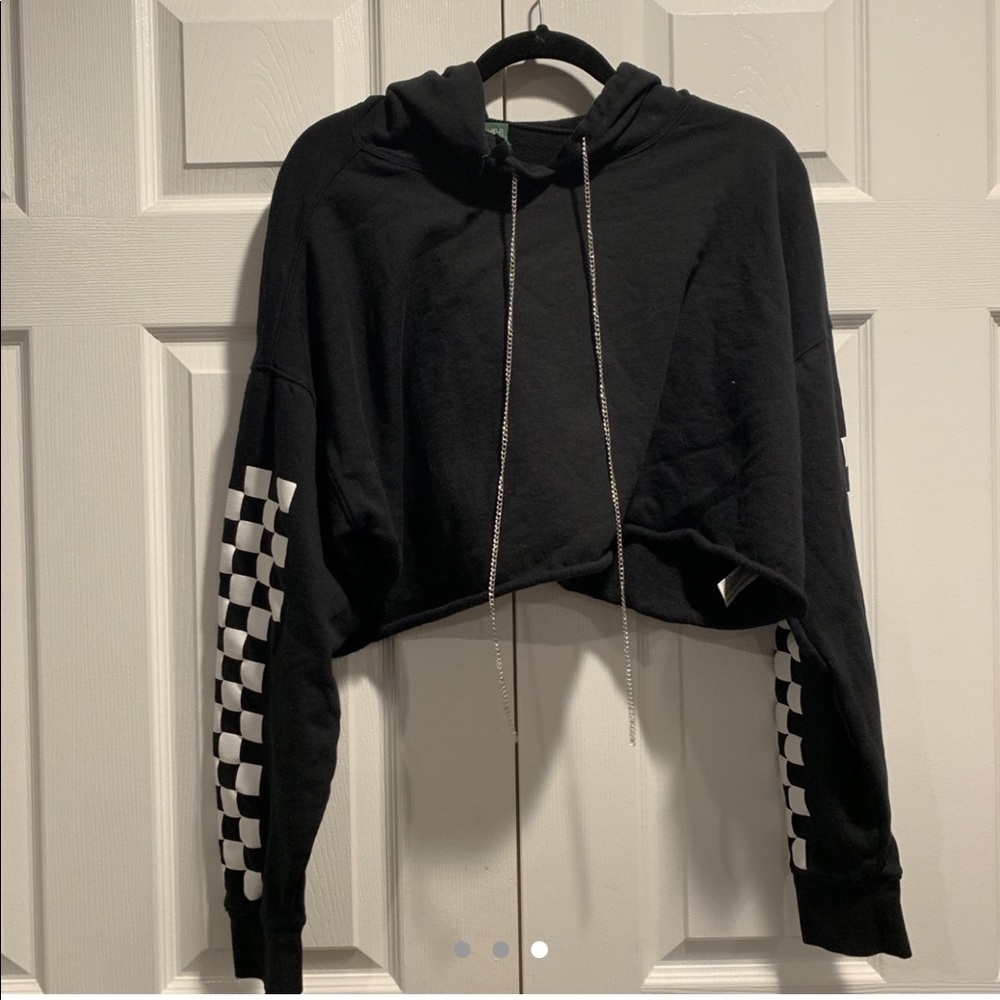 Wild fable black checkered cropped hoodie